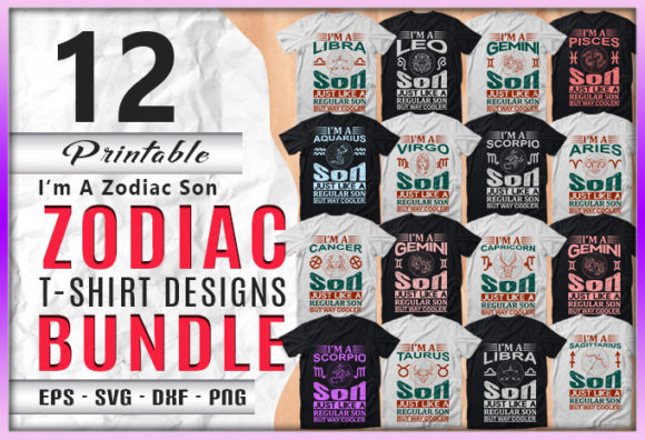 Download I'm a Zodiac Son 12 Quotes Design Bundle - Premium Bundle