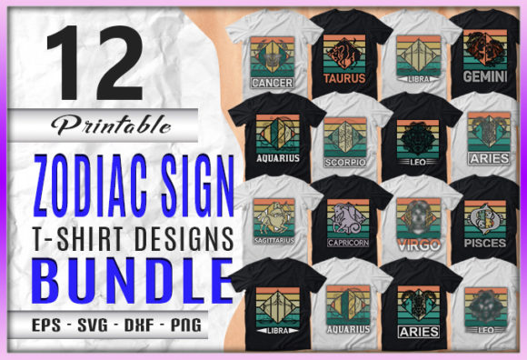 Download 12 Zodiac Sign Designs Bundle - Premium Resources